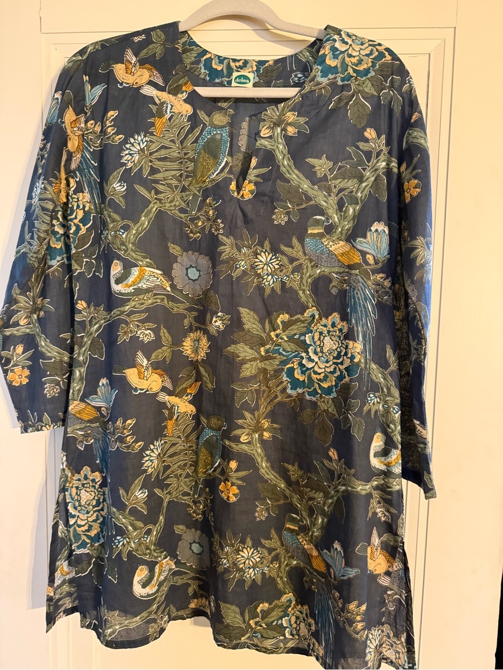 Printed Navy Floral & Bird Tunic Top